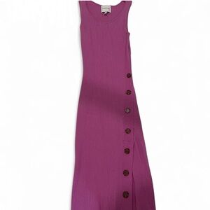 Pink Rose Ribbed Mauve/ Pink midi dress